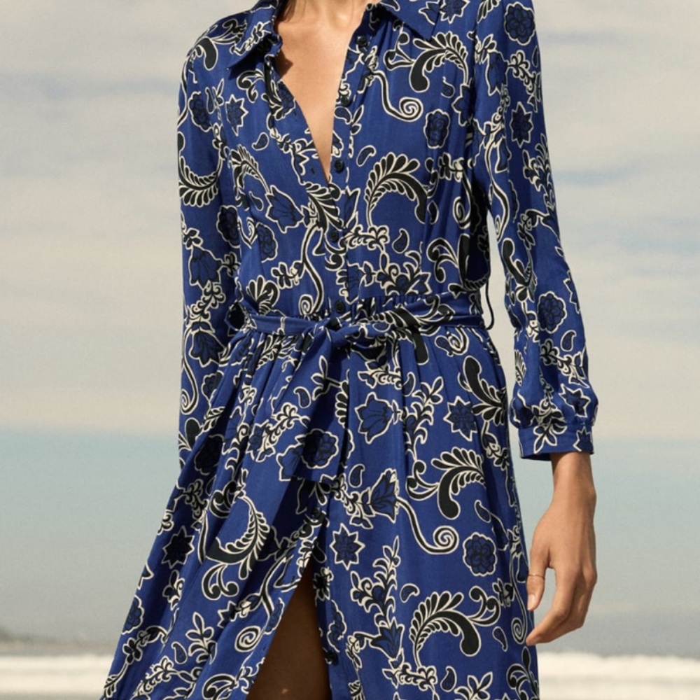 Zara Blue Floral Print Wrap Dress